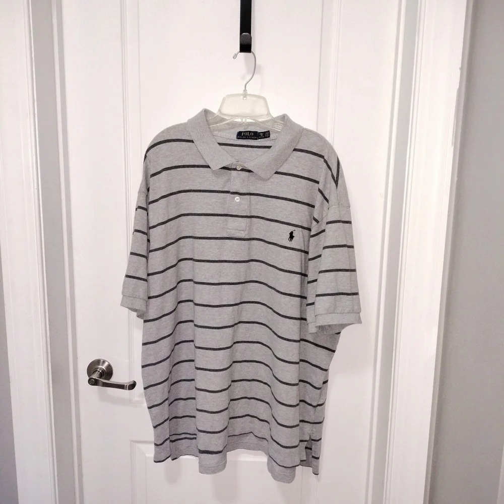 Ralph Lauren Polo Shirt in Gray with Black Stripes